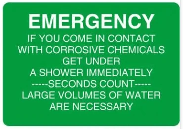 EMERGENCY IF YOU COME IN CONTACT WITH CORROSIVE CHEMICALS – Part No. E 281